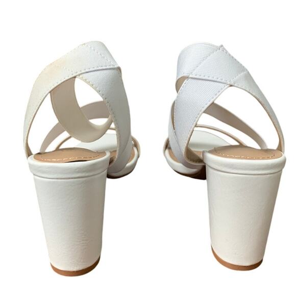 Dream Pairs Womens 9 White Elastic Ankle Strap 3.5" Block Heel Open Toe Shoes - Picture 6 of 12